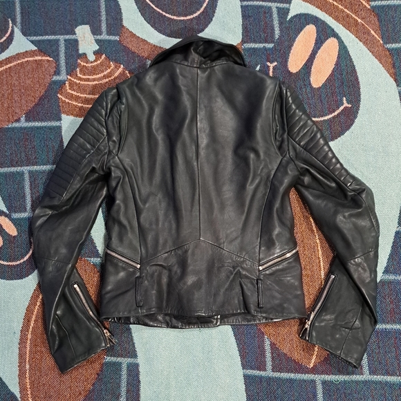 🌈ZARA 100% GENUINE LEATHER JACKET-XS - Picture 3 of 7